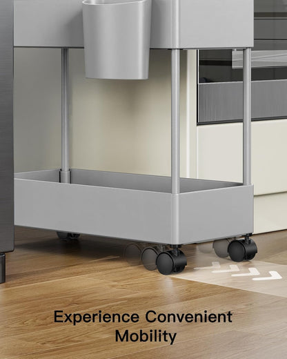 Pipishell Slim Storage Cart with Wheels - Bathroom Cart Organizer Storage, 4 Tier Rolling Carts for Bathroom, Laundry Room, Kitchen, Narrow Space, Black PIUC05