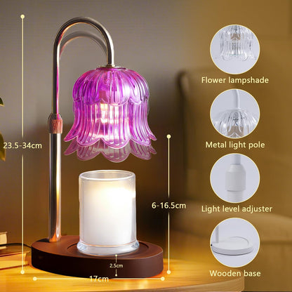 CRMILL Candle Warmer Lamp Electric Timer - Candles Warming Light Height Adjustable Dimmable Warmers Flower Lamps No Flame Heat Warm Melt Wax Jar Modern Home Decor Table Lights for Home Living Bedroom