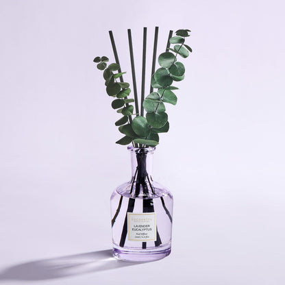 COCORRÍNA Wild Mint & Eucalyptus Reed Diffuser – 6.76 oz Essential Oil with 8 Reeds & Real Eucalyptus Sticks, Home Fragrance for Bedroom or Bathroom Décor