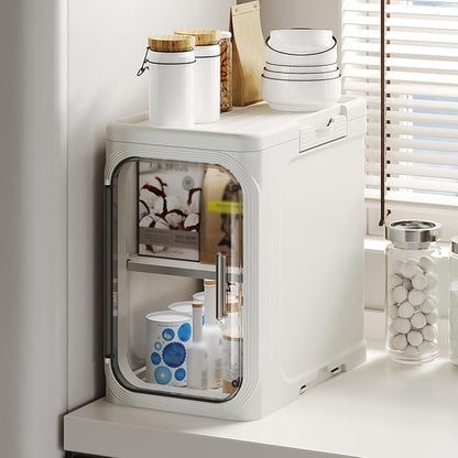 4-Tier Stackable Narrow Storage Cabinet with Wheels and Doors,Slim Plastic Rolling Cart with Adjustable Shelves,Foldable Floor Cabinets for Small Space, Bathroom,Kitchen,Beige
