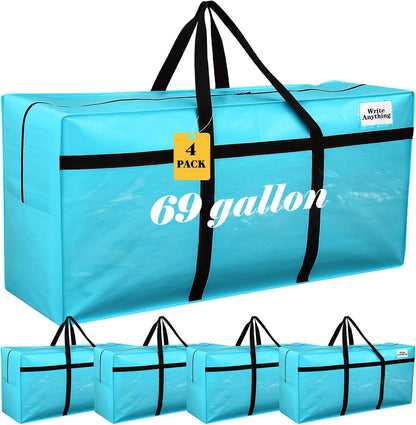 Windyun 4 Pack 57 Gallon Extra Large Moving Bags XXL Heavy Duty Storage Bag with Strong Zipper Handle Jumbo Big Tote Box Foldable for College Dorm Travel Clothes Duffle Blanket Pillow(Red)