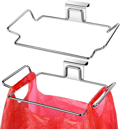 Trash Bag Holder,2 Pack | for Cabinet Door and Cupboards,Stainless Steel,Black,Plastic Bag Holder under Sink,Use for Kitchen,Bathroom,Camper