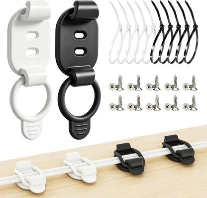 Adjustable Cable Management Clips, Self Adhesive Cord Organizer with Elastic Loop, Reusable Cable Holder for Desk, Under Desk, Wall, TV, Office, Home, Charging Cables, USB, HDMI, PC Wires (10)