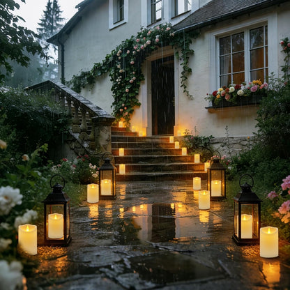 Flameless Candles 4" 5" 6" Set of 3 Ivory Outdoor Indoor Pillars 3" Diameter Battery Operated Flickering Candles Include 10-Key Remote Timer Function 400+ Hours Requires 2 AA Batteries（3 Pack)