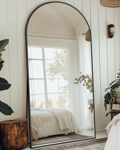 Full Length Mirror with Stand, 71"x28" Arched Full Body Large Stand Up Aluminum Frame Floor Standing Mirror, Freestanding Hanging Leaning Mounted for Bedroom Living Room Entryway Gold