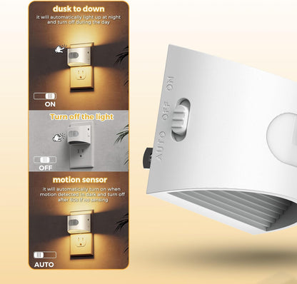 L LOHAS LED Night Light with Motion Sensor & Dusk to Dawn Sensor, Night Lights Plug into Wall with 30-100lm Adjustable Brightness, Motion Activated Night Light, 3000K Soft White, 2 Pack