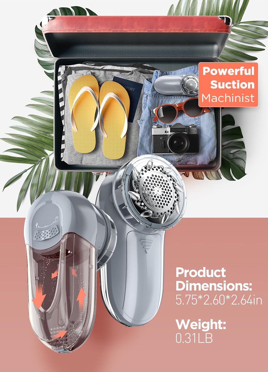 Bymore Fabric Shaver Lint Shaver for Clothes, Dual Power Lint Remover with Battery or Corded Use, Portable Sweater Shaver for Clothing, Furniture & Travel
