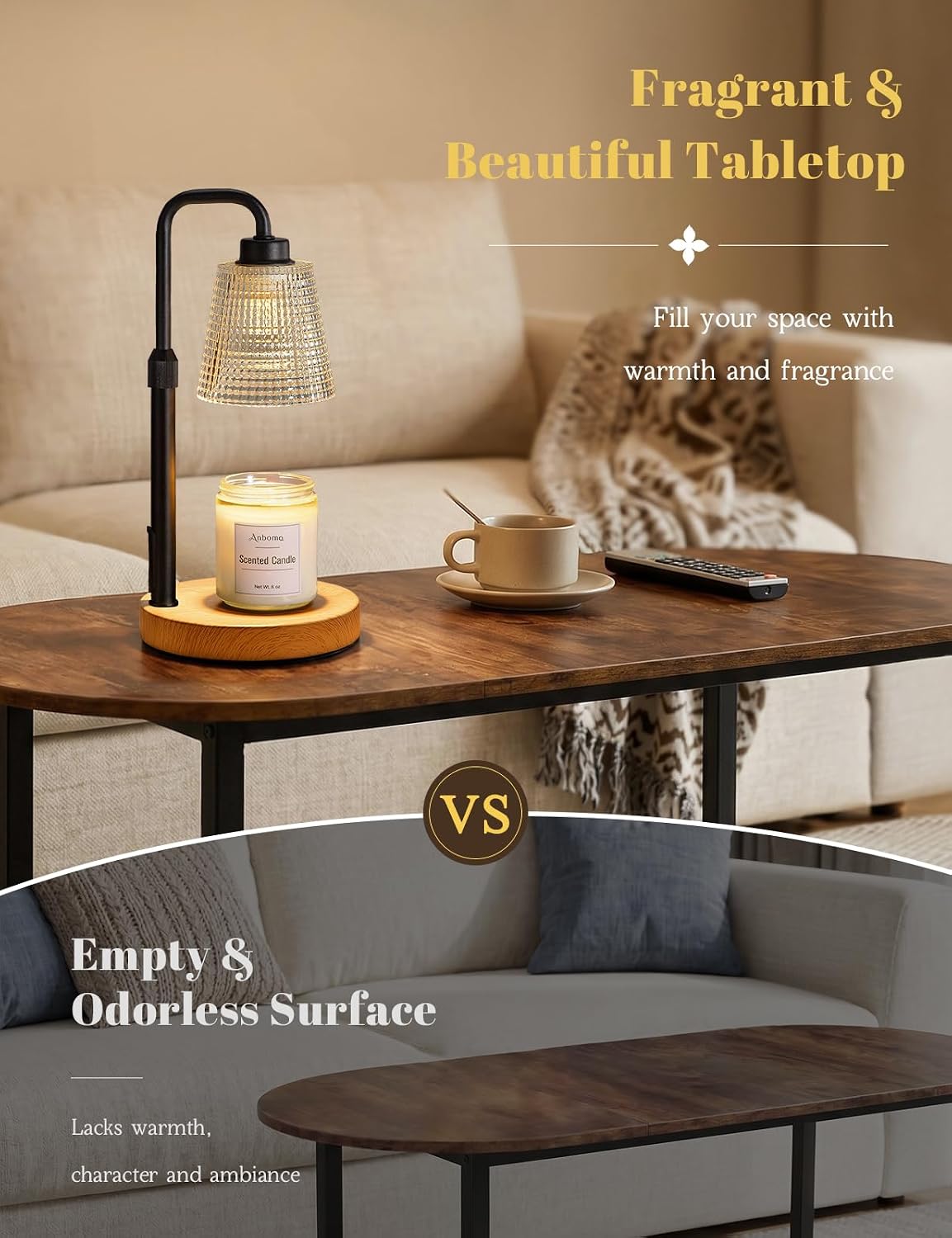 Candle Warmer Lamp with Timer Dimmable, Wax Warmer for Scented Jar Candles, Adjustable Height Candle Lamp for Home Decor, Birthday Gifts for Women Mom House Warming Gifts, Matte Black