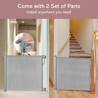 Retractable Baby Gate, Momcozy Mesh Baby Gate or Mesh Dog Gate, 33" Tall,Extends up to 55" Wide, Child Safety Gate for Doorways, Stairs, Hallways, Indoor/Outdoor