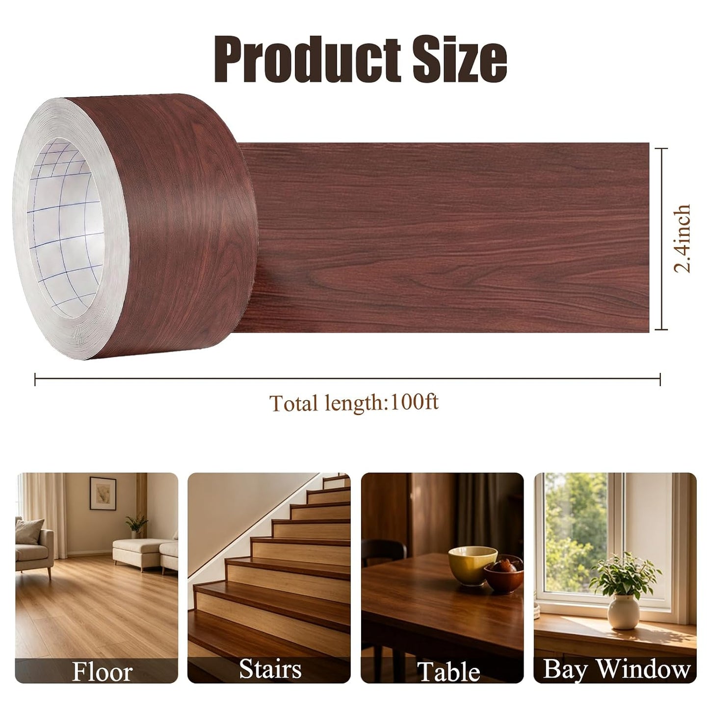 GSCIT Club Wood Grain Repair Tape, 2.4 inch X 15ft Self Adhesive Maple Grain Repair Patch for Tables, Chairs, Baseboards, Doors, Windows, Floors, Handicraft DIY. - Colors B