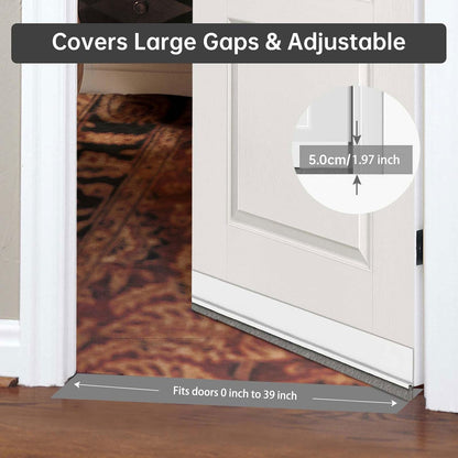 Door Sweep for Bottom of Door, Integrated Bottom Door Draft Stopper with Brush, Self-Adhesive Under Door Seal for Dust/Noise/Hot or Cold Air Insulation, Black 39.37" L/1" W