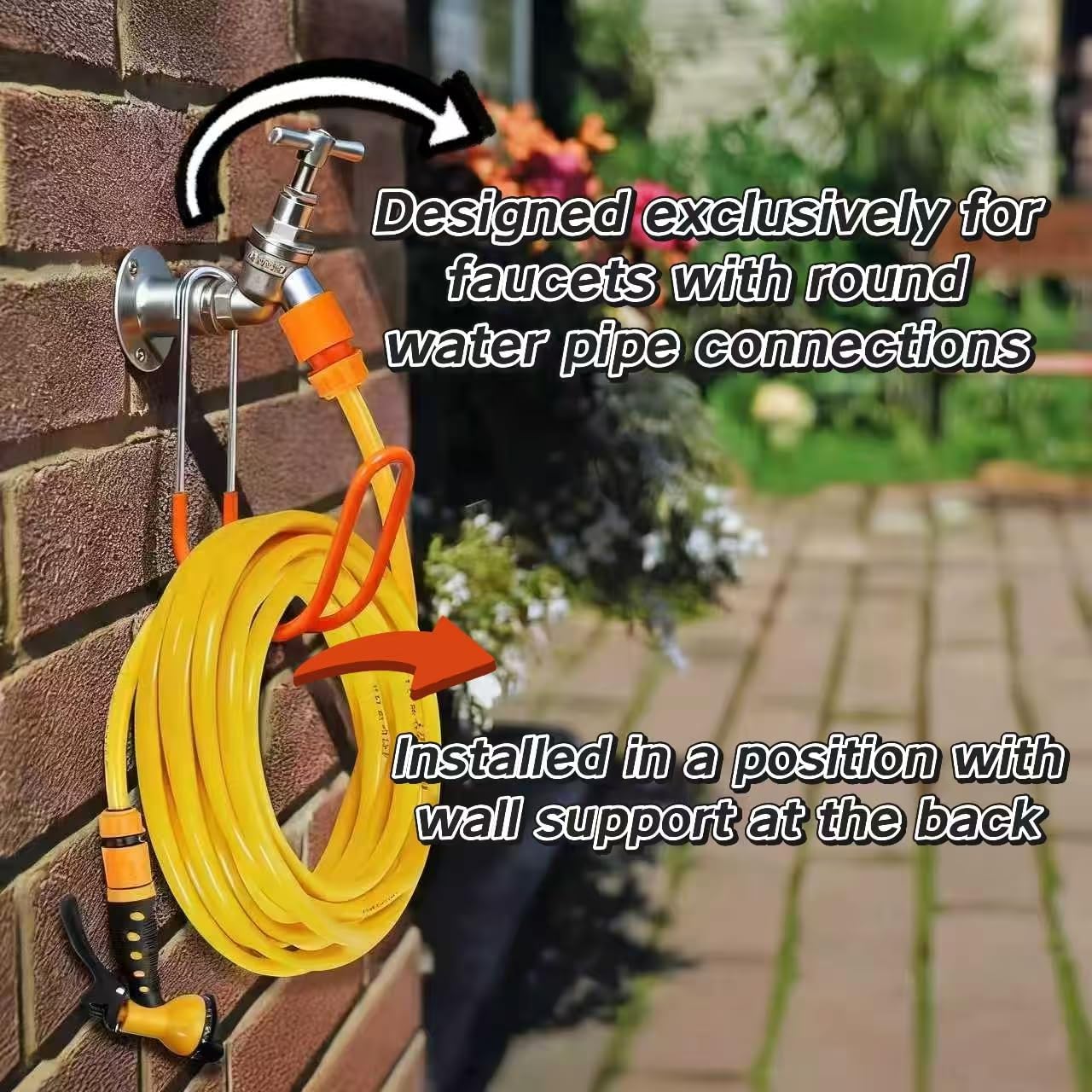 Garden Hose Storage Hook Water Hose Holder Hose Hanger,304Stainless Steel Solid Hose Hook Holds Up to 50Ft Hose Perfect for Garage, Garden,Tool Room(Matt Black 1pcs)