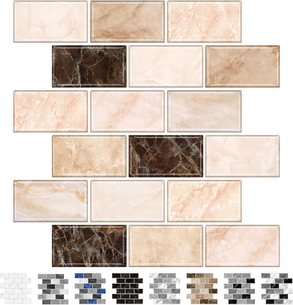 URCOLOR 10-Sheet Subway Tile Peel and Stick Backsplash for Kitchen,12"x12" Self Adhesive Wall Tiles Sticker on Back Splashes for Bathroom Gray Marble Design