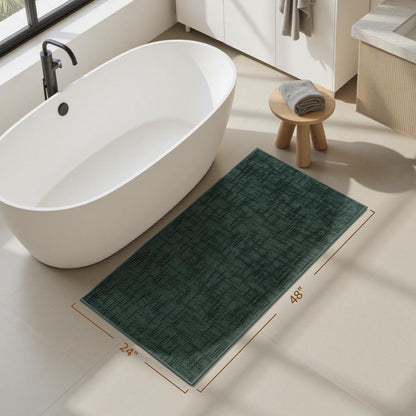 AMOAMI Bath Mat Non Slip Super Absorbent Quick Dry Bath Mats for Bathroom Floor Rubber Backing Washable Bathroom Rugs Modern Woven Jacquard Mat, Beside Tub Bath Rugs, 17" x 24", LightGrey