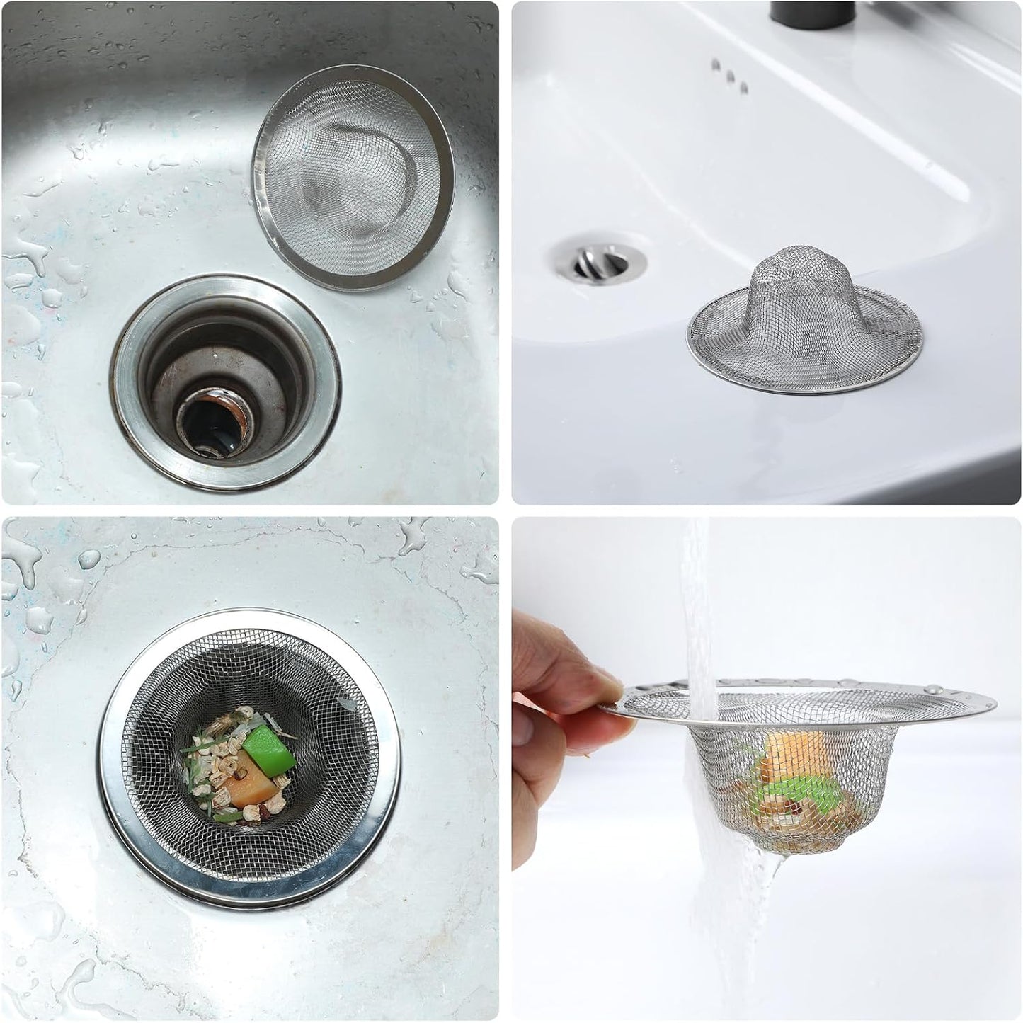 20 Pcs Stainless Steel Sink Strainer, 4.5 Inch Mesh Drain Basket, Universal Silver Kitchen Bathroom Shower Drain Filter Hair Catcher