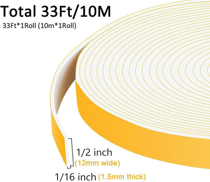 Strong Adhesive Weather Stripping, High Density Weatherproof Weather Stripping Door Seal Strip for Sliding Door, Windows,Noise-Reduction Foam Sealing Strip, White(1/2 in x 1/4 in x 13Ft) - Colors A
