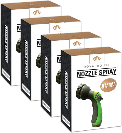 RoyalHouse Garden Hose Nozzle, 8 Adjustable Spray Patterns, High-Pressure Washer Nozzle, Heavy Duty Hose Head, Watering Lawn and Garden, Washing Cars, Bathing Dogs & Cats