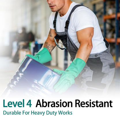 15 Mil Chemical Resistant Nitrile Gloves, Latex free Durable Cleaning Gloves, Resist Acid, Alkali, Solvent and Oil