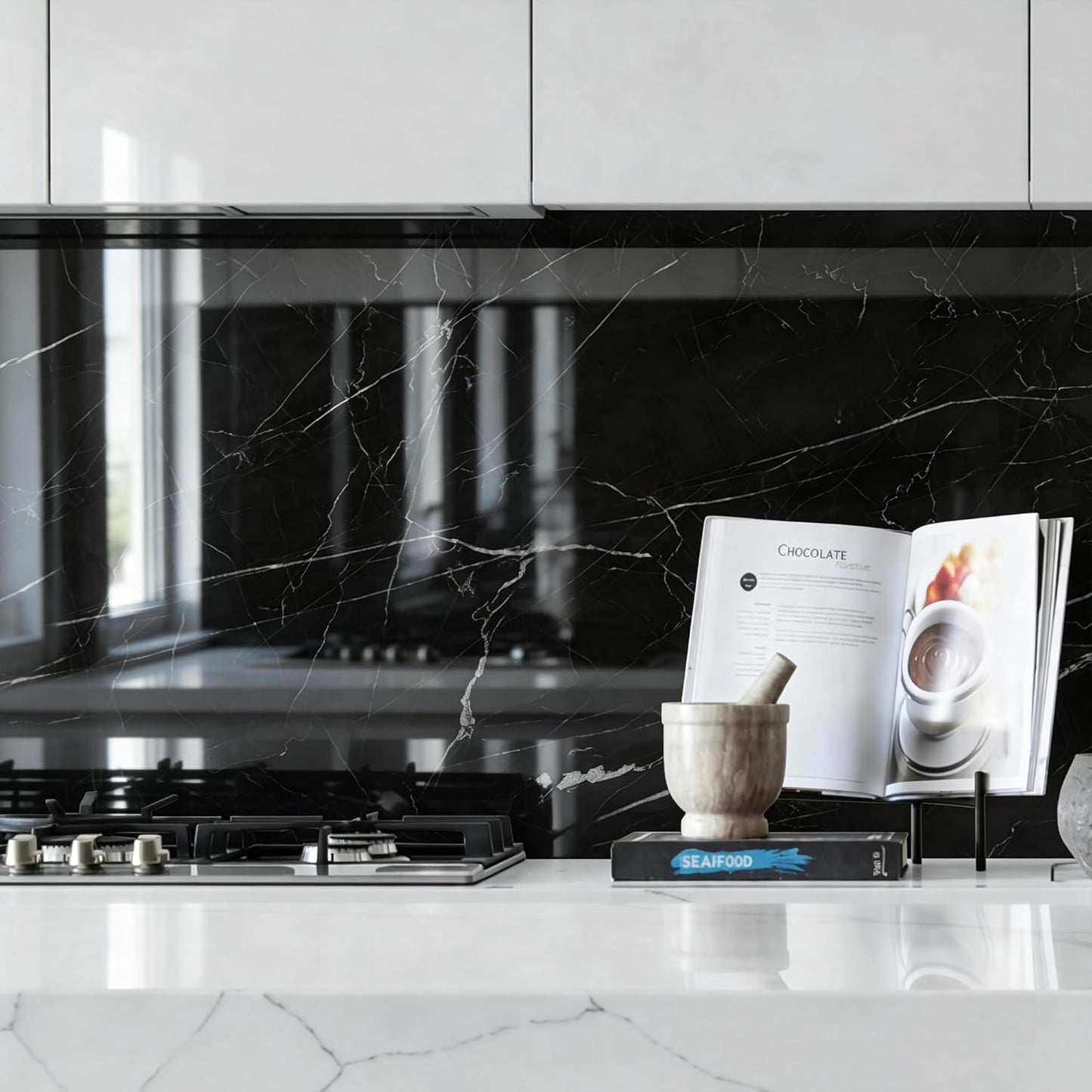 Marble Peel and Stick Waterproof Wall Paneling, 118" x 47" Carrara White Matte Finish Self-Adhesive Backsplash Tile Vinyl Wall Panel for Kitchen Bathroom Wall Decor, Covers 38.75 Sq. Ft.