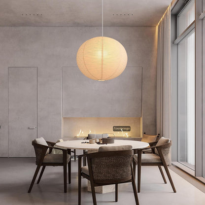 Large Rice Paper Pendant Light Kit, 20in White Globe Paper Lantern Lights, E26 Base, Japanese Hanging Lantern Lamp Japandi Chandelier for Dining Room Bedroom Office Living Room