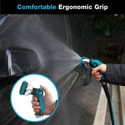 Besiter Garden Hose Nozzle Sprayer: 2 Pack 10 Watering Patterns Spray Nozzles Heavy Duty Metal Hose Head Hose Attachment, Thumb Control On Off Valve