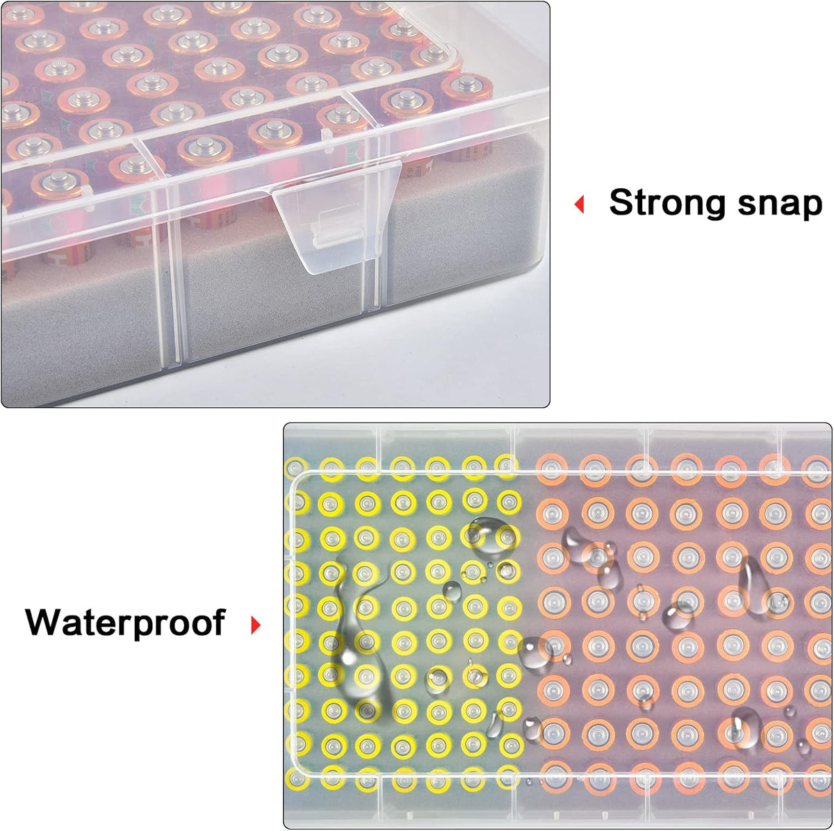 Xuerdon Battery Organizer Storage Holder Case with Double-Sided, Garage Box Container with Tester Checker.Battery Vault Box Holder Container for 134pcs AA AAA Batteries