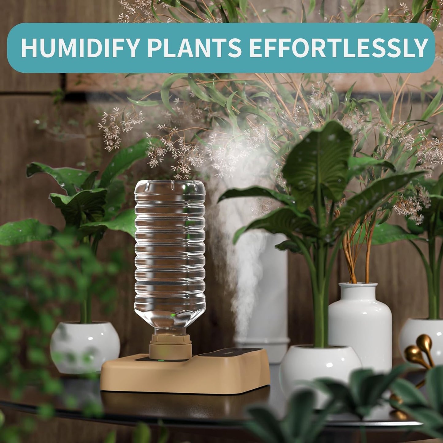 Travel Humidifier, Portable Small Humidifier for Plants, Bedroom, Office, Hotel or Car, Battery Operated Mini Cool Mist Humidifiers, Quiet 23dB, Auto-off, Night Light & BPA-Free, White