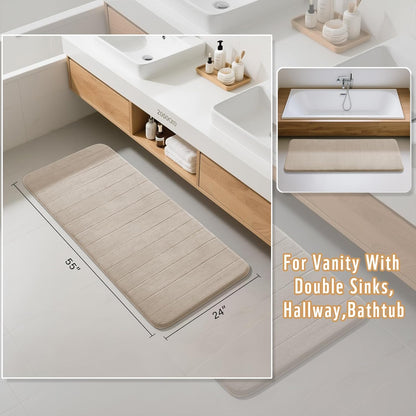 Yimobra Memory Foam Bath Mat, Super Soft Absorbent Bathroom Rug Non Slip, Quick Dry, Machine Washable Floor Carpet for Tub Shower, Home Decor Accessories, 24x17, Grey