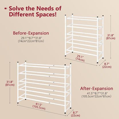Tajsoon Expandable Shoe Rack for Closet 3 Tier, 28“-41“Adjustable & Stackable Shoe Shelf Storage, Metal Shoe Rack Organizer for Front Door Entrance, Closet, Garage, Entryway, Black