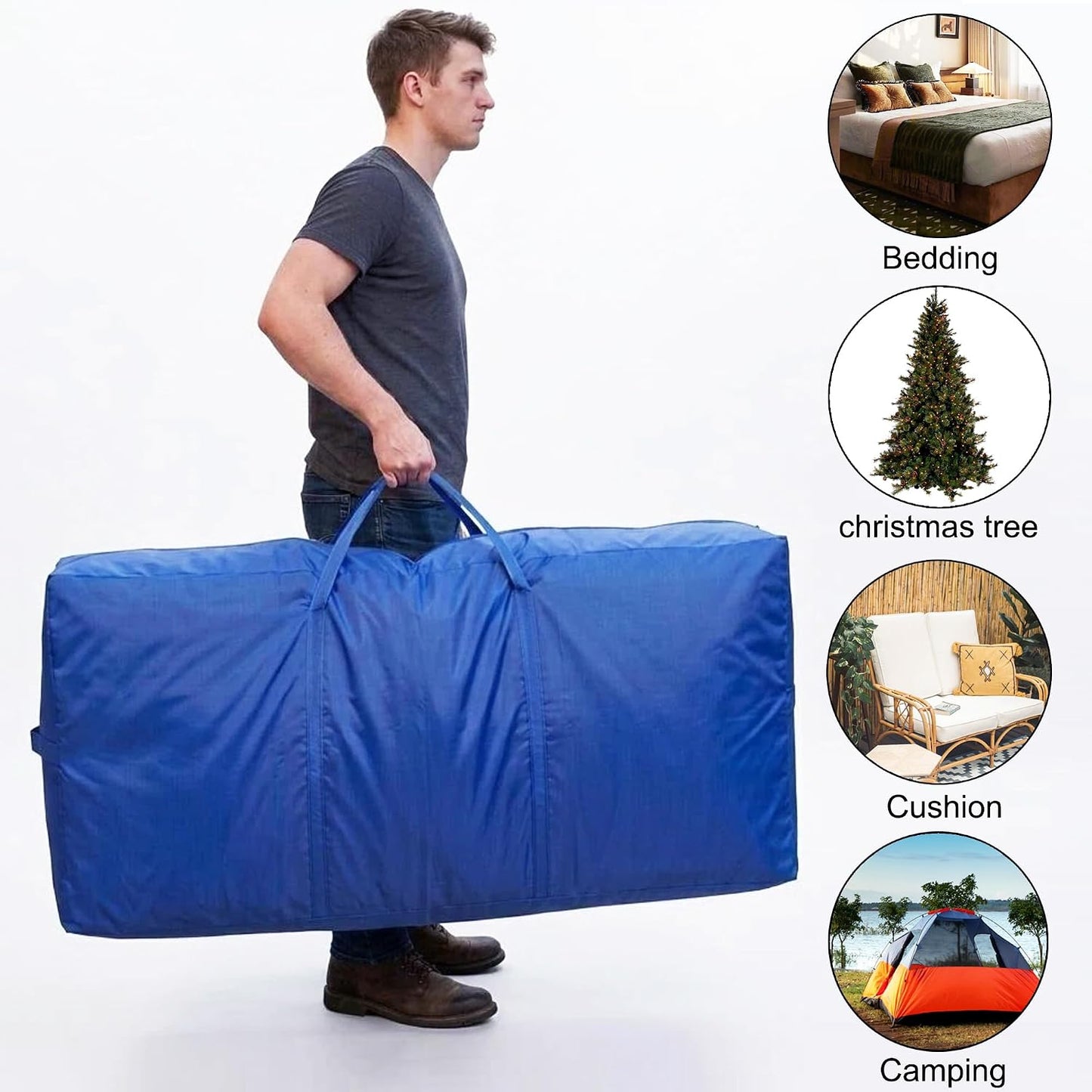 66 Gallon Extra Large Storage Bags, XXL Moving Bags with Zippers & Side Handles, Jumbo Big Storage Totes for Moving & Space-Saving Organization (Black, 66 Gallon, 1 Pack)