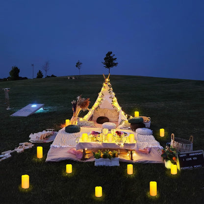Homemory 3 Pack Flameless Candles, Outdoor Waterproof, Battery Operated LED Pillar Candles with Remote Control and Timer, Plastic, Long Lasting，4”5”6”