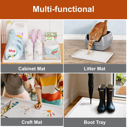 ukeetap Extra Thick Silicone Mat Waterproof with Raised Edge 19” x 12”, BPA Free Non-Slip Dog & Cat Food Mat, Feeding Mat for Food and Water Bowls, Spill Proof Mat to Protect Floors, Black