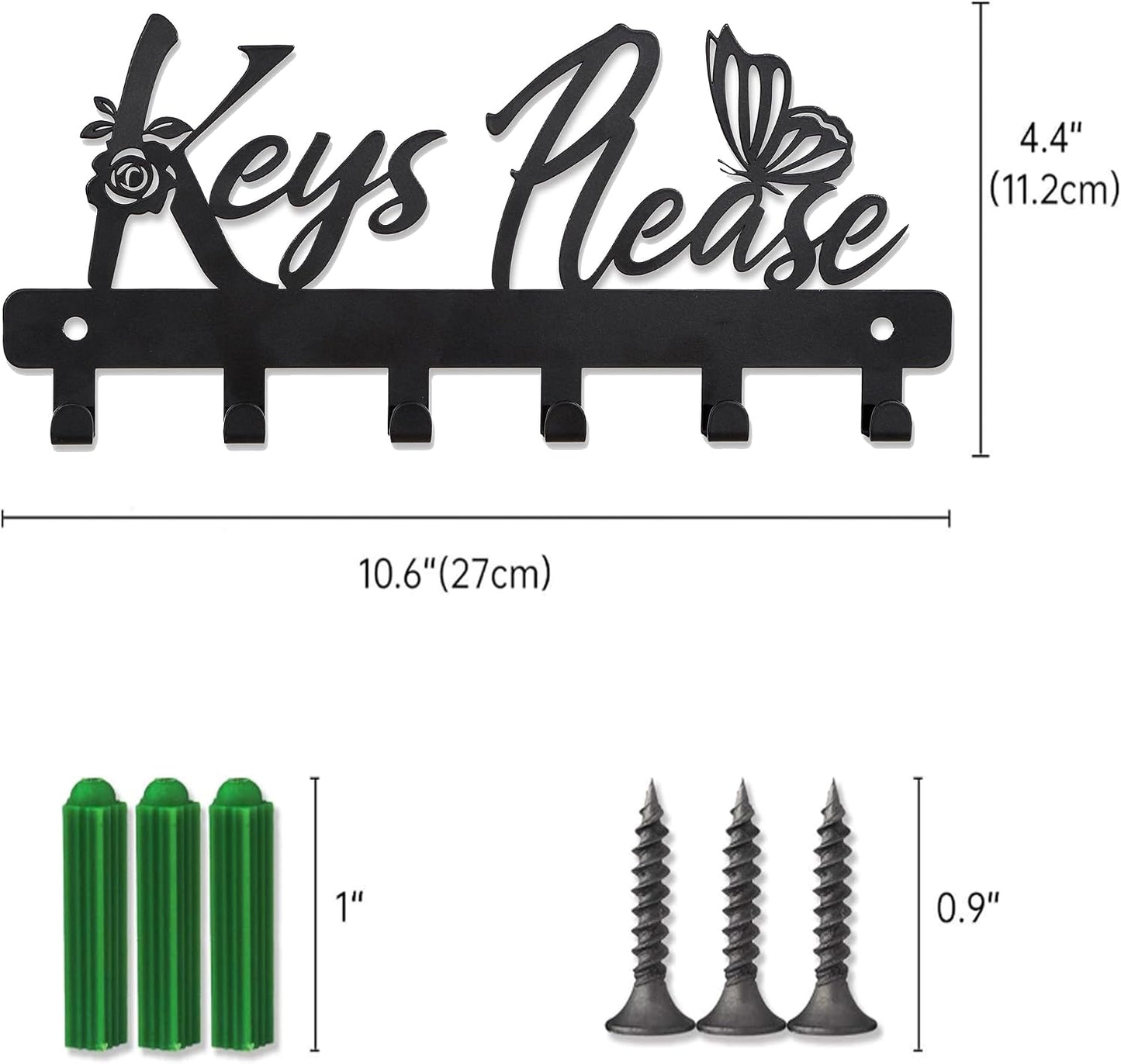 Deveosa Key Hooks Holder for Wall Decorative - Small Black Entryway Welcome Home Sign Key Hanging Hangers Wall Mounted Racks