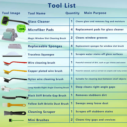 21Pcs Small Cleaning Brush for Car Glass & Gap Crevice Cleaning - Window/Door Tracks, Bathroom Sink, Mirrors, Window Sills, Sliding Doors, Shower Door Tracks