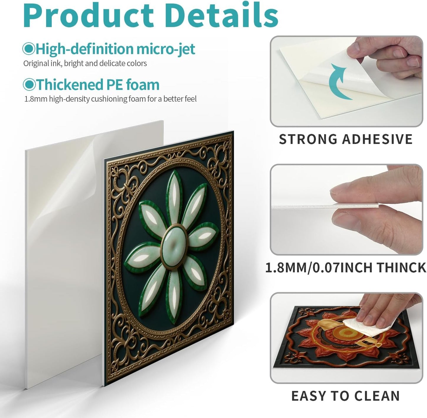 Peel and Stick Backsplash Tile Sticker for Kitchen and Bathroom Walls - 24 Removable 5.9"x5.9" Tiles, Waterproof