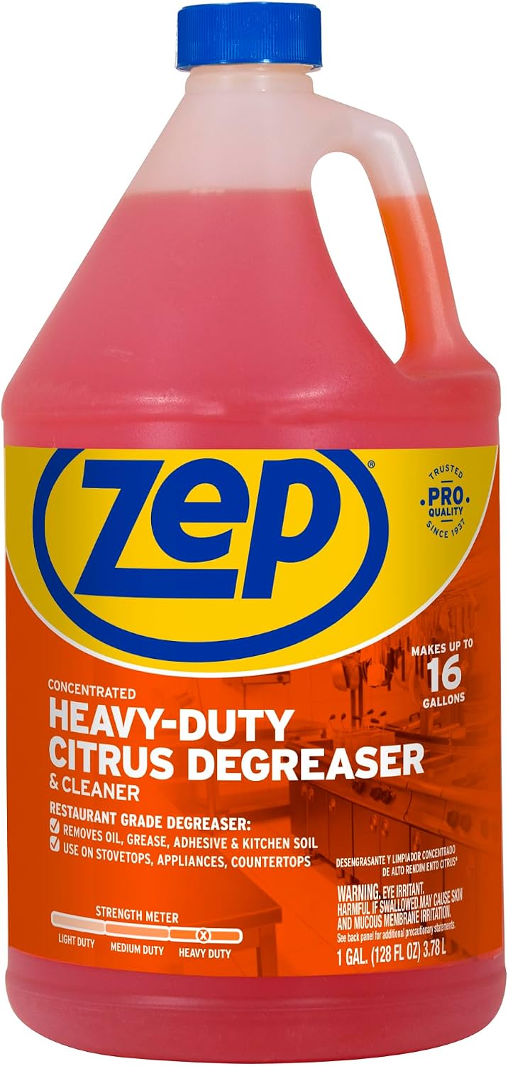Zep Heavy-Duty Citrus Degreaser and Cleaner - 24 oz (Case of 2) ECZUCIT242 - Restaurant Grade, Removes Oil, Grease, Adhesive, and Kitchen Soil on Stovetops, Appliances