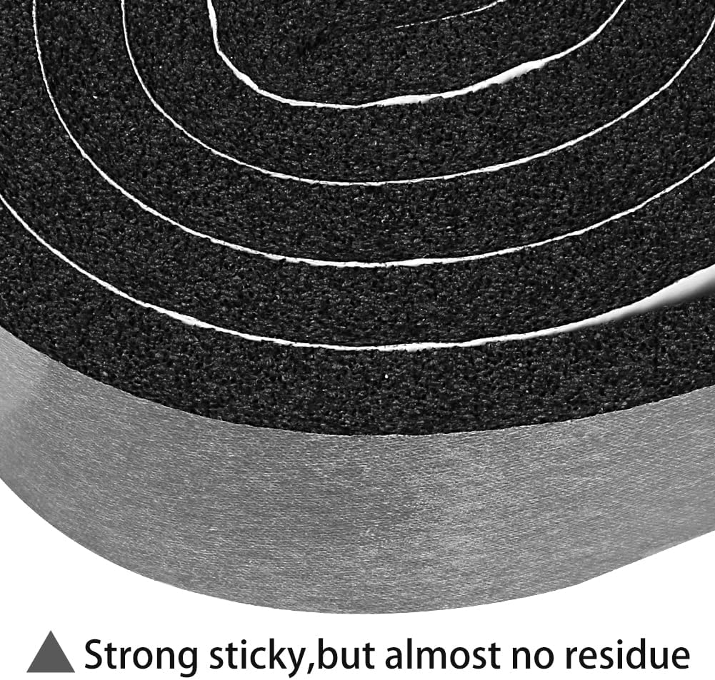 Seal Foam Tape,1/2 Inch W x 1/8 Inch T Weather Stripping for Door and Window,High Density Single Sided Closed Cell Door Insulation Weather Strip, 3 Rolls Total 50FT Black