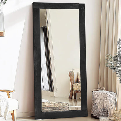 Solid Wood Full Length Mirror - 65"x22" Arched Floor Mirror, Free Standing & Wall Mounted - Elegant Design for Bedroom, Dressing Room, Hallway, Brown