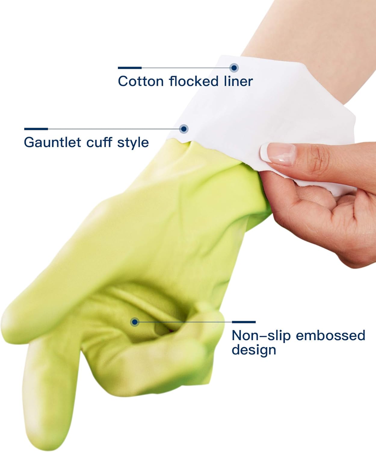 LANON wahoo Skin-Friendly Cleaning Gloves, Dishwashing Kitchen Gloves with Cotton Flocked Liner, Reusable, Non-Slip, Mauve Mist, Medium