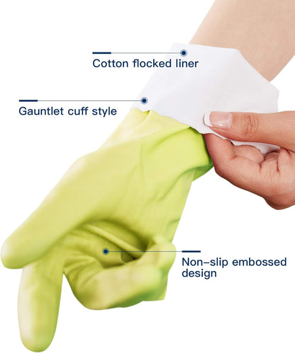 LANON wahoo Skin-Friendly Cleaning Gloves, Dishwashing Kitchen Gloves with Cotton Flocked Liner, Reusable, Non-Slip, Mauve Mist, Medium