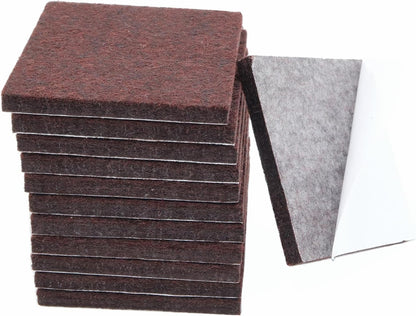 6Pcs Square Felt Furniture Pads, 3 inch x 3 inch Self Adhesive Cuttable Anti Scratch Floor Protectors for Furniture Legs Hardwood Floor, Brown, 75mm