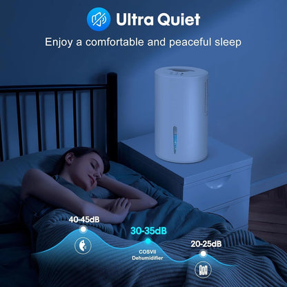 Small Dehumidifier for Bedroom up to 1000 Sq.Ft, 68 OZ Water Tank Dehumidifier for Home with Auto Shut-Off, Mini Dehumidifier with 7 Color LED Lights for Bathroom, Basement, Closet, Garage, RV