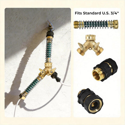 ‌VANCOCO 2 Way Garden Hose Splitter, 3/4" Heavy Duty Solid Brass Hose Y Splitter With 2 Shut-off for Outdoor Faucet & Garden Hose