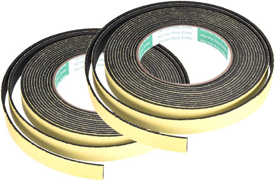 uxcell Sealing Foam Tape 5mm Wide 3mm Thick 4m/13ft Long, Self Adhesive Weather Strip for Window Door Insulation, Pack of 2