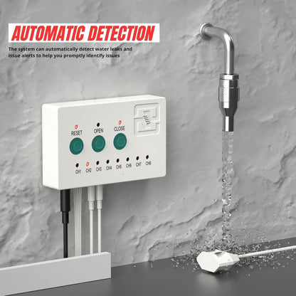 Water Leak Detector with 3/4” Brass Automatic Shut-Off Valve, Leak Alarm System with Controller and 2 Sensors, Supports Up to 8 Water Sensors for Home Flood Prevention