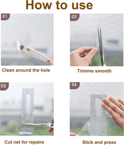 Window Screen Repair Kit, 2inch X 6.5ft Screen Patch Repair Kit, Window Door Mosquito Net Mesh Broken Holes Repair(Black)