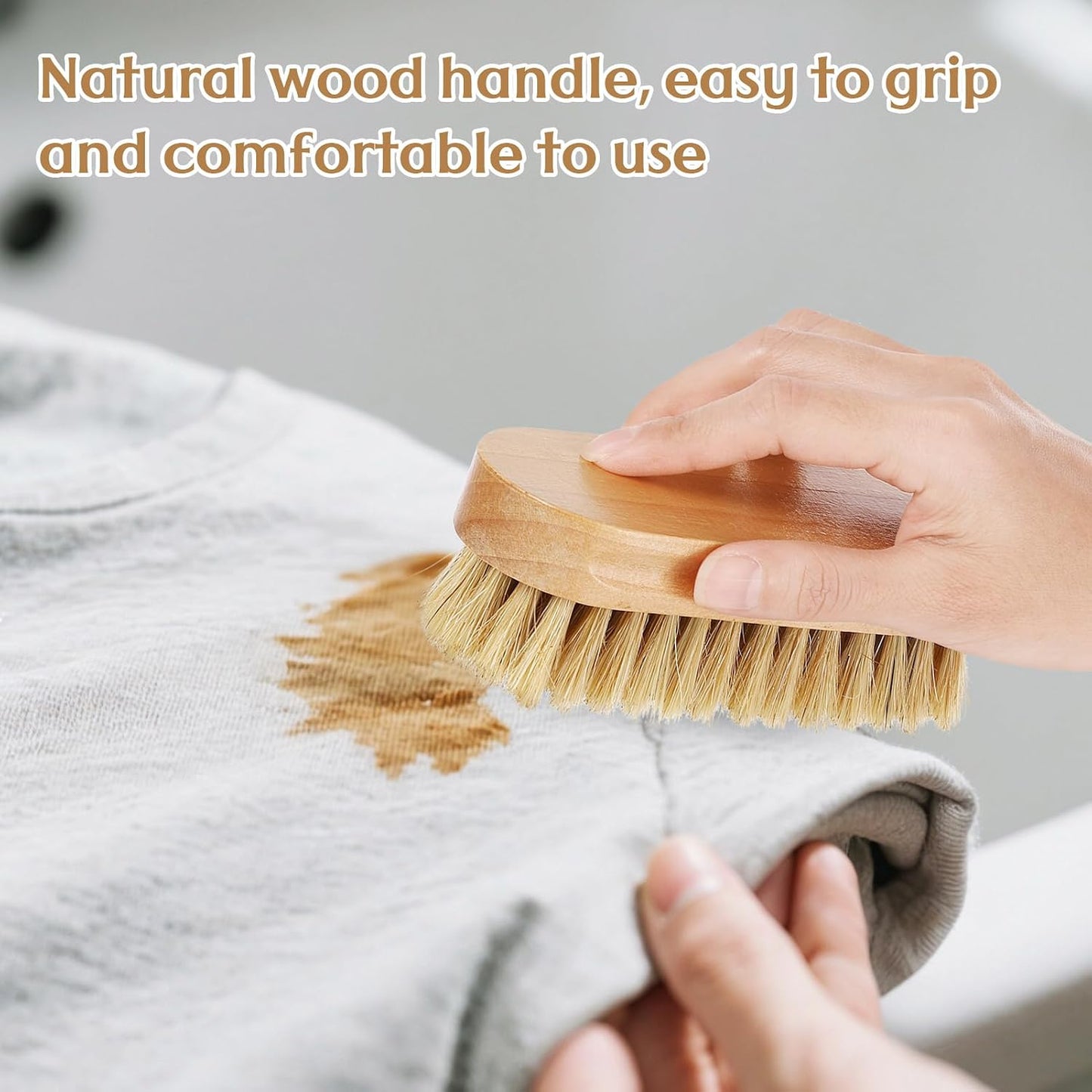 3 Pcs Wood Laundry Stain Brush Stain Remover Brushes with Boar Bristle Small Stain Brush for Clothes for Scrubbing Stains from Furniture Fabric Leather(3 Pcs C)