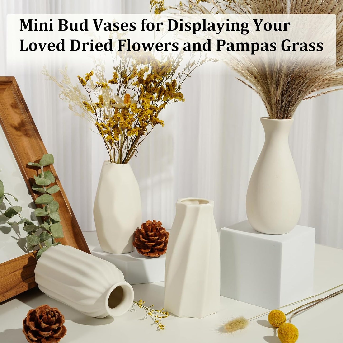 Ceramic Bud Vases, Set of 12 White Vases for Centerpieces Small Vase for Flowers Mini Ceramic Vases for Pampas Grass VAse Bulk for Wedding Table Centerpieces Decoration Boho Home Decor DIY Gift
