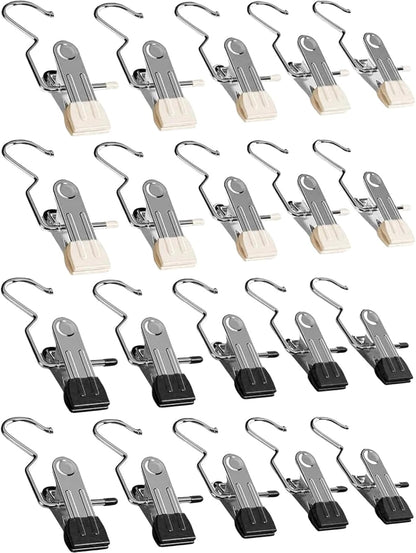 20 Pack Clothes Haning Clips with Hooks, Multi Function Clip Hooks, Laundry Hanging Hooks Clips, Closet Hangers, Boot Clips, Sock Clips, Hat Clips, Glove Clips, Trouser Clips, Towel Pins
