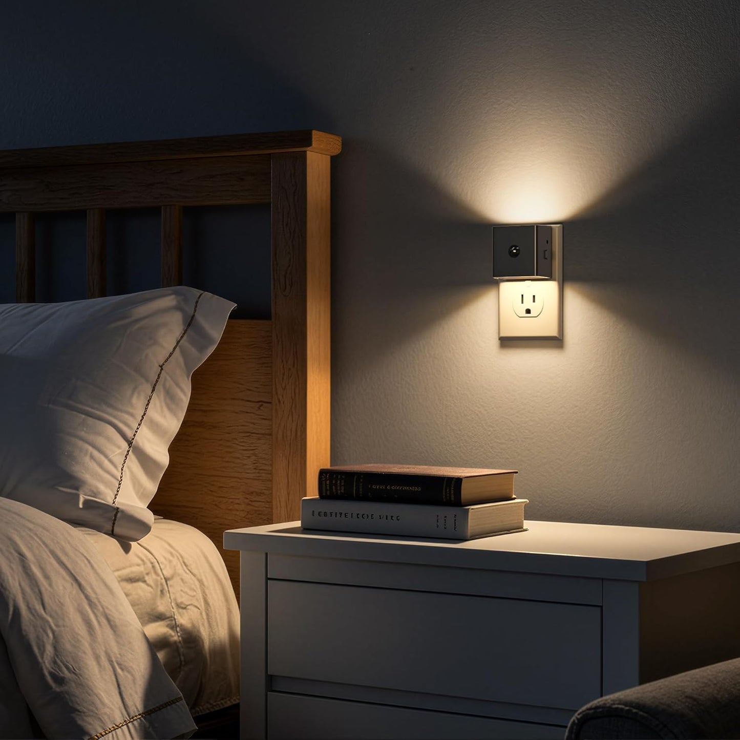 DORESshop LED Motion Sensor Night Light [2 Pack], Plug in Night Light, Dusk to Dawn Night Light Motion Sensor, 3 Level Brightness Adjustable Night Lights for Adults, Bedroom, Bathroom, Hallway, 3000K